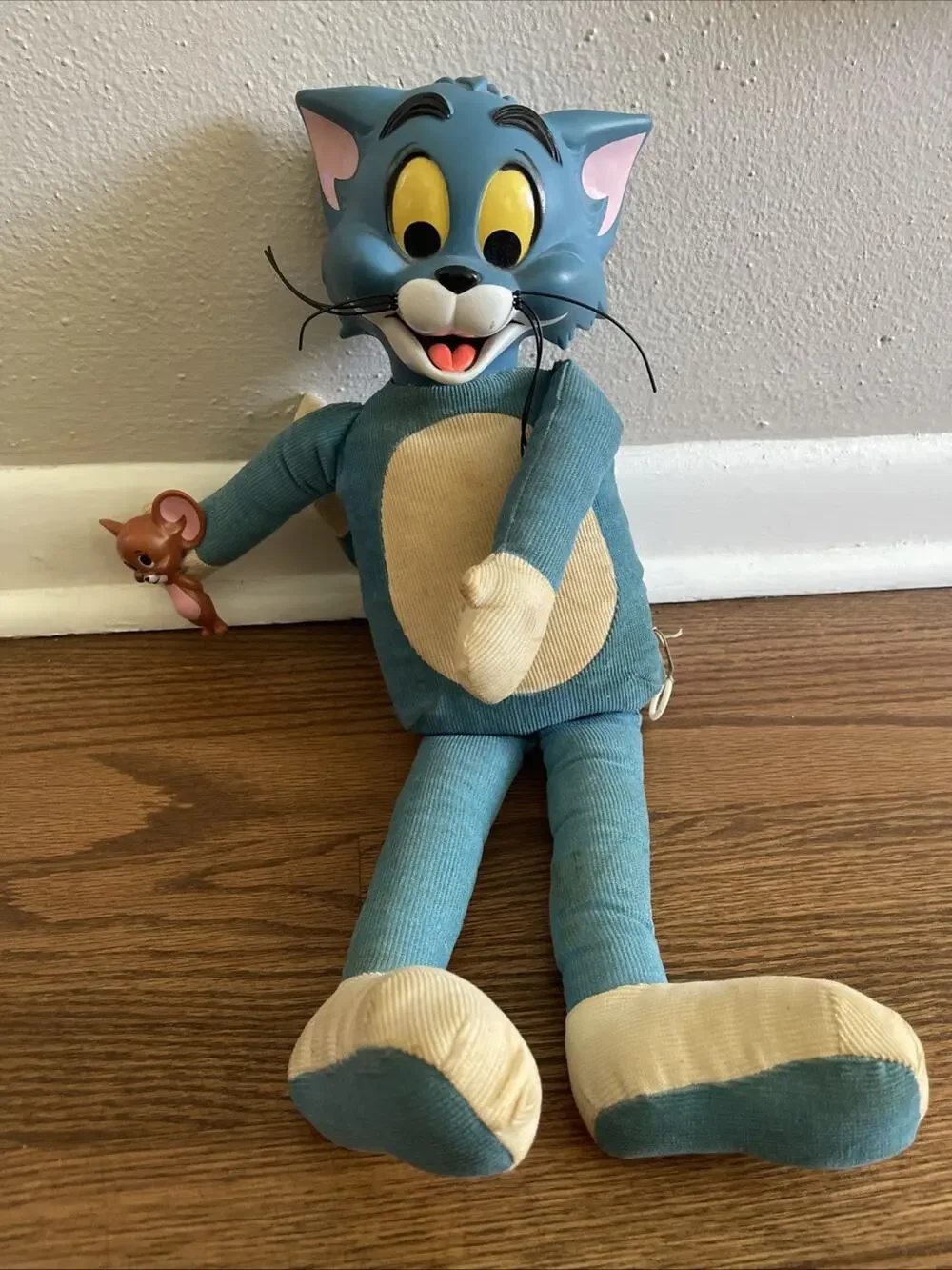 VTG 1965 Mattel Tom & Jerry Blue Corduroy Plush Doll: Non Talking, Has Stains